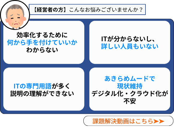 中小企業経営者のクラウド化に関する課題を解決